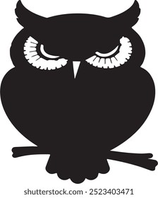Owl icon typography, silhouette vector art illustration