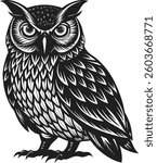 Owl icon vector art design. Owl silhouette vector art illustration on white background, ideal for prints and designs.