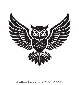 Owl icon vector art design. Owl silhouette vector art illustration on white background, ideal for prints and designs.