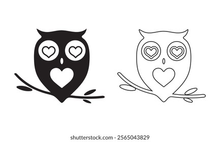 Owl icon vector art. Solid and outline styles vector art illustration