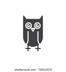 Owl icon vector, filled flat sign, solid pictogram isolated on white. Education symbol, logo illustration.