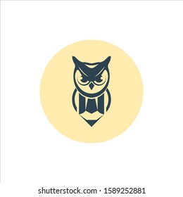 Owl Icon Vector with Flat Color for School Learning and Education Symbol 