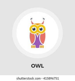 Owl icon vector. Flat icon isolated on the white background. Editable EPS file. Vector illustration.