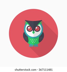OWL icon , Vector flat long shadow design. In education concept.