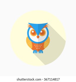 OWL icon , Vector flat long shadow design. In education concept.