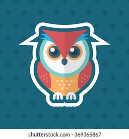 OWL icon , Vector flat long shadow design. In education concept.
