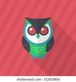OWL icon , Vector flat long shadow design. In education concept.