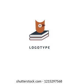 Owl icon. Vector flat style illustration education logo template. Logo concept of early development center, kindergarten, school, learning foreign languages, course, webinar, university, teacher.