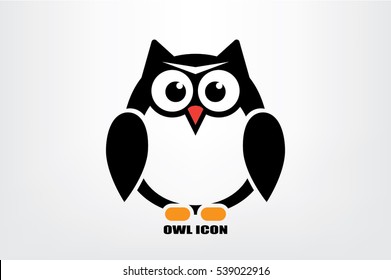 owl icon vector illustration eps10. Isolated badge for website or app - stock infographics