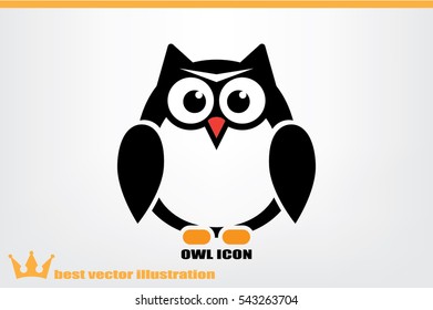 owl icon vector illustration eps10. Isolated badge for website or app - stock infographics