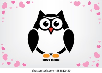 owl icon vector illustration eps10. Isolated badge for website or app - stock infographics