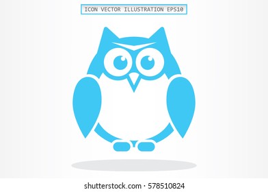 owl icon vector illustration eps10. Isolated badge for website or app - stock infographics.