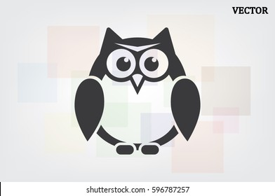 owl icon vector illustration eps10. Isolated badge for website or app - stock infographics