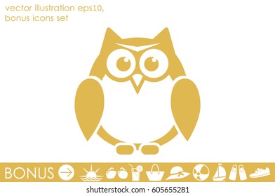 owl icon vector illustration eps10. Isolated badge for website or app - stock infographics