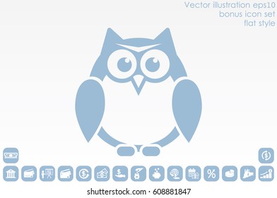 owl icon vector illustration eps10. Isolated badge for website or app - stock infographics