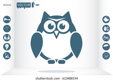 owl icon vector illustration eps10. Isolated badge for website or app - stock infographics