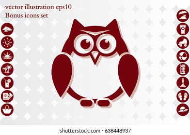 owl icon vector illustration eps10. Isolated badge for website or app - stock infographics