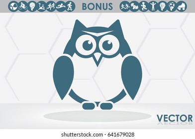 owl icon vector illustration eps10. Isolated badge for website or app - stock infographics