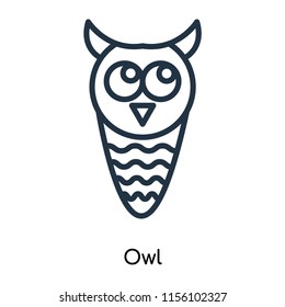 Owl icon vector isolated on white background, Owl transparent sign , thin symbols or lined elements in outline style