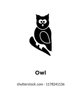 Owl icon vector isolated on white background, logo concept of Owl sign on transparent background, filled black symbol