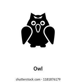 Owl icon vector isolated on white background, logo concept of Owl sign on transparent background, filled black symbol