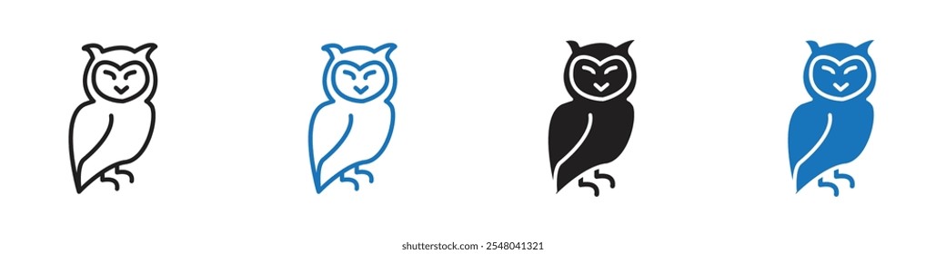Owl icon Vector set outline
