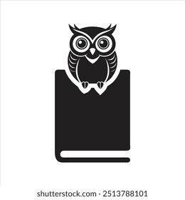 Owl icon. Wise owl sitting on the book. Education icon