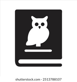 Owl icon. Wise owl sitting on the book. Education icon