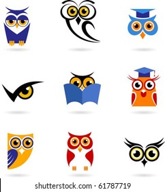 Owl icons set