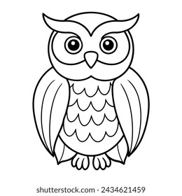 Owl illustration coloring page for kids 