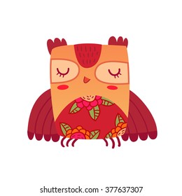 Owl illustration. Cute vector hand drawn owl. Isolated on white background.