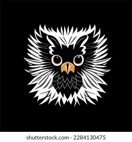 owl illustration design. Black cute owl head isolated, for fashion prints, textiles, clothing. stickers, posters and others
