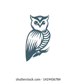 owl illustration design logo template