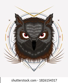 owl illustration design template for apparel clothing.