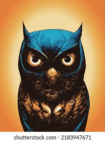 Owl Illustration In A Detailed Comic Book Graphic Novel Style