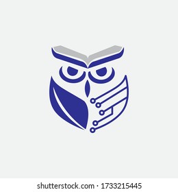 owl, illustration of leaf vector design circuit book
