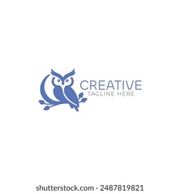 owl illustration, owl logo design, vector	