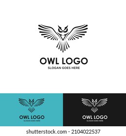 Owl illustration modern design, line art of owl, branding logo design concept