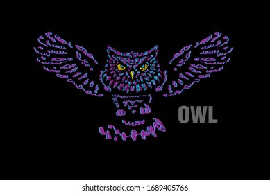 owl illustration with scribble art or digital hand drawn for background or t-shirt design