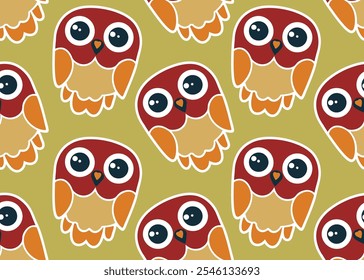 Owl illustration, seamless pattern for decorating all fashion designs, fabrics, wallpapers and prints. on a light background