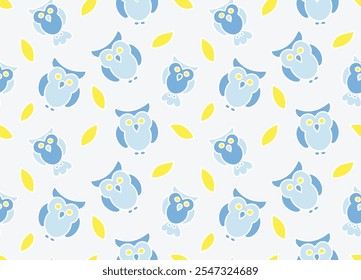 Owl illustration, seamless pattern for decorating all fashion designs, fabrics, wallpapers and prints. on a light background