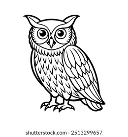 Owl illustration vector icon on white background.