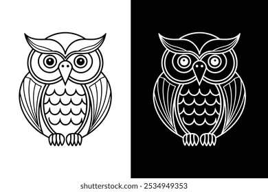 Ícone de vetor de ilustração de coruja no plano de fundo branco.	