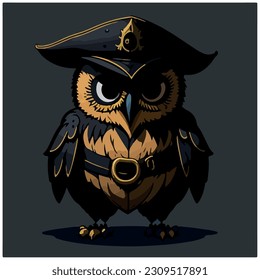 owl illustration vector image with pirate hat