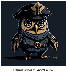 owl illustration vector image with pirate hat