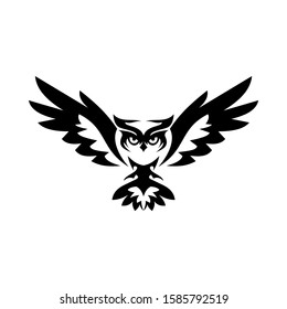 owl image black on white background