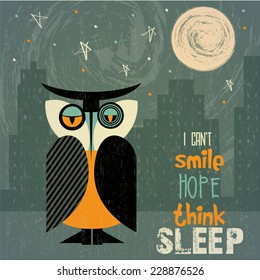 owl with insomnia, illustration in vector format