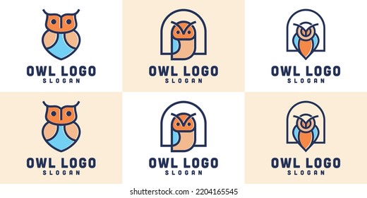 owl inspiration icon logo design collection