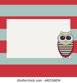 Owl invitation card template, colorful background, greeting card