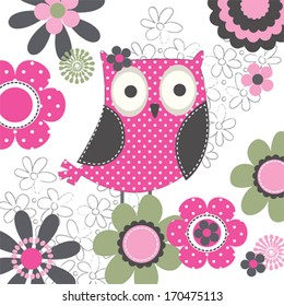 owl invitation card vector illustration